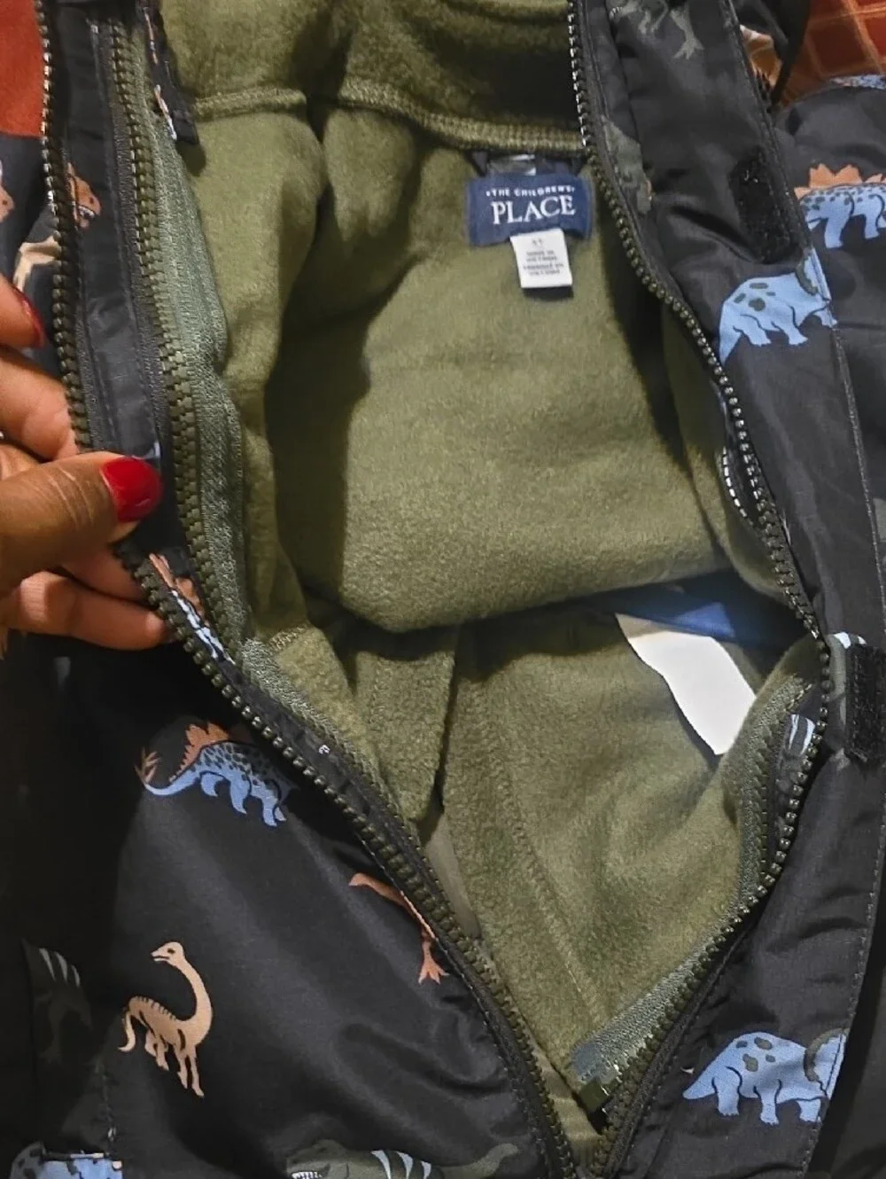 The Children's Place Navy Dino Hooded Puffer Jacket [2T] NWT